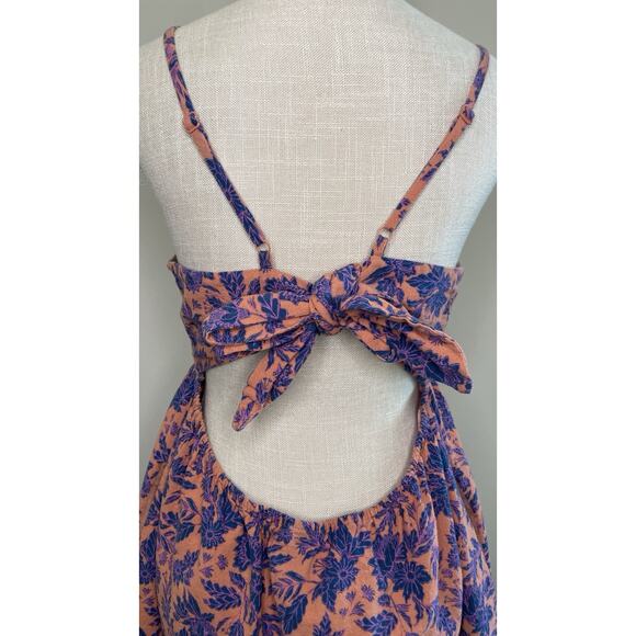 Universal Thread Orchid Floral Button Down Dress Tie Back Midi Sienna Blue XL - Picture 8 of 14